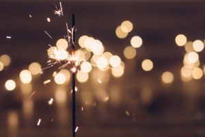 New Year's travel resolutions. New Years sparkler