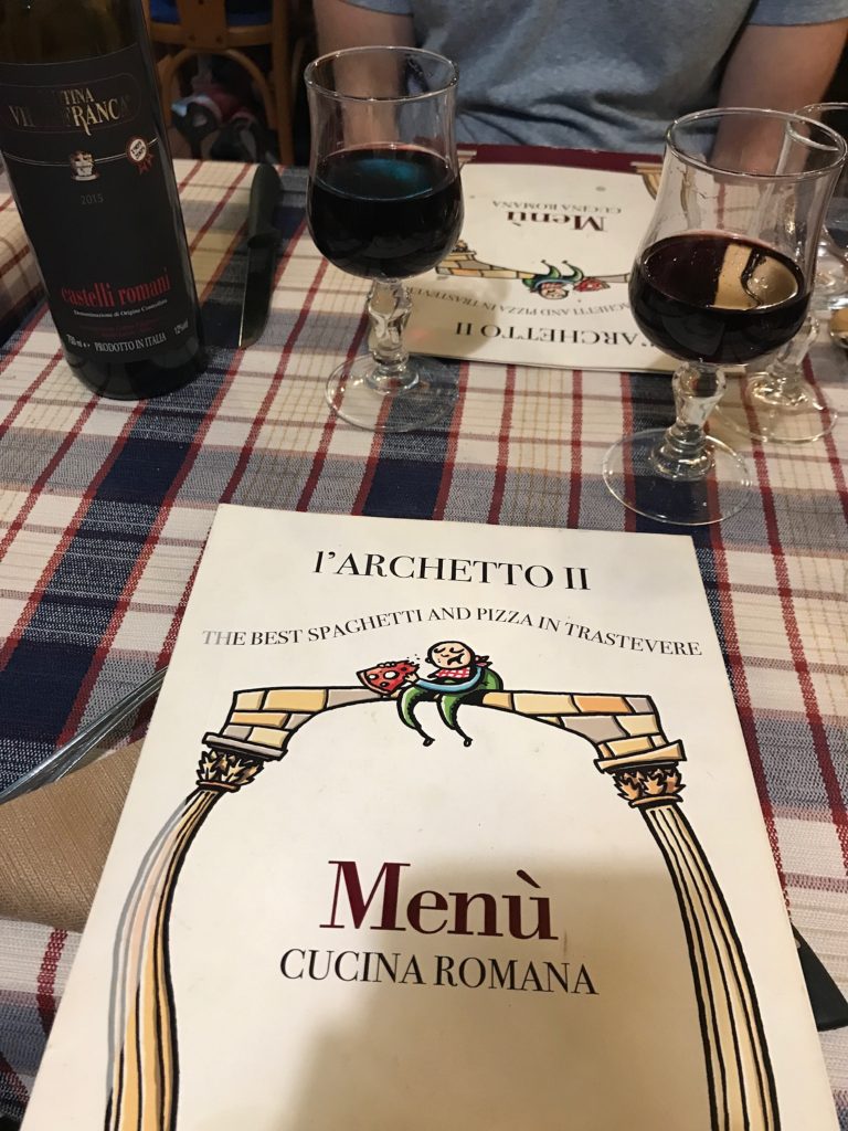 menu from the best restaurant in trastevere