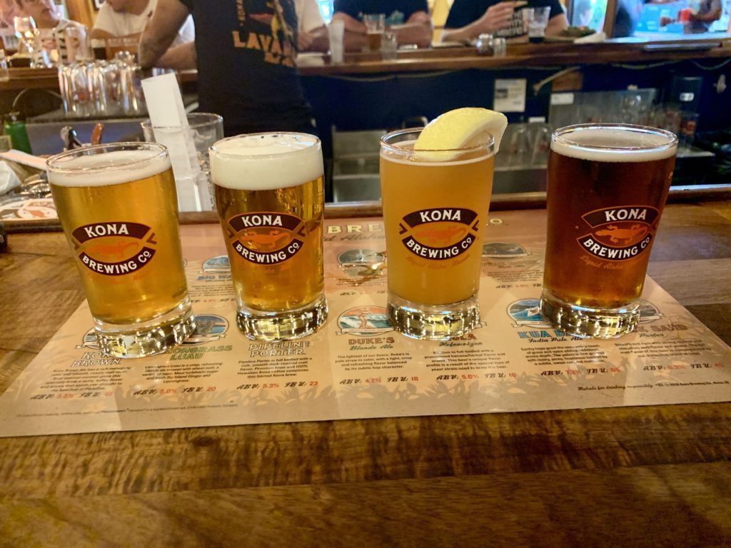 4 samples of beer from Kona Brewing Co