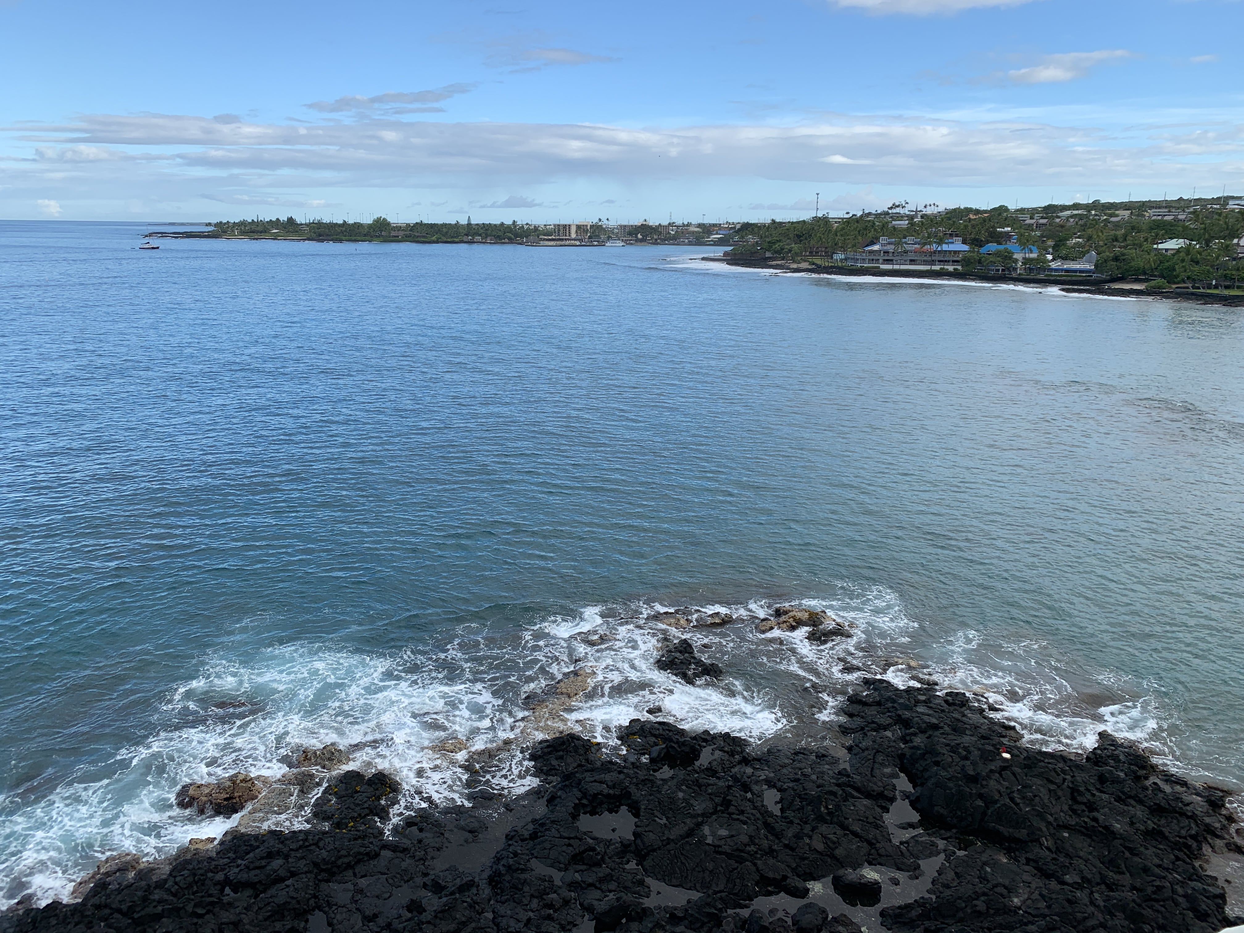 View of ocean and lava rock in Kona on Big Island, Hawaii