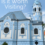 Is Bratislava Worth Visiting pin for Pinterest with blue church