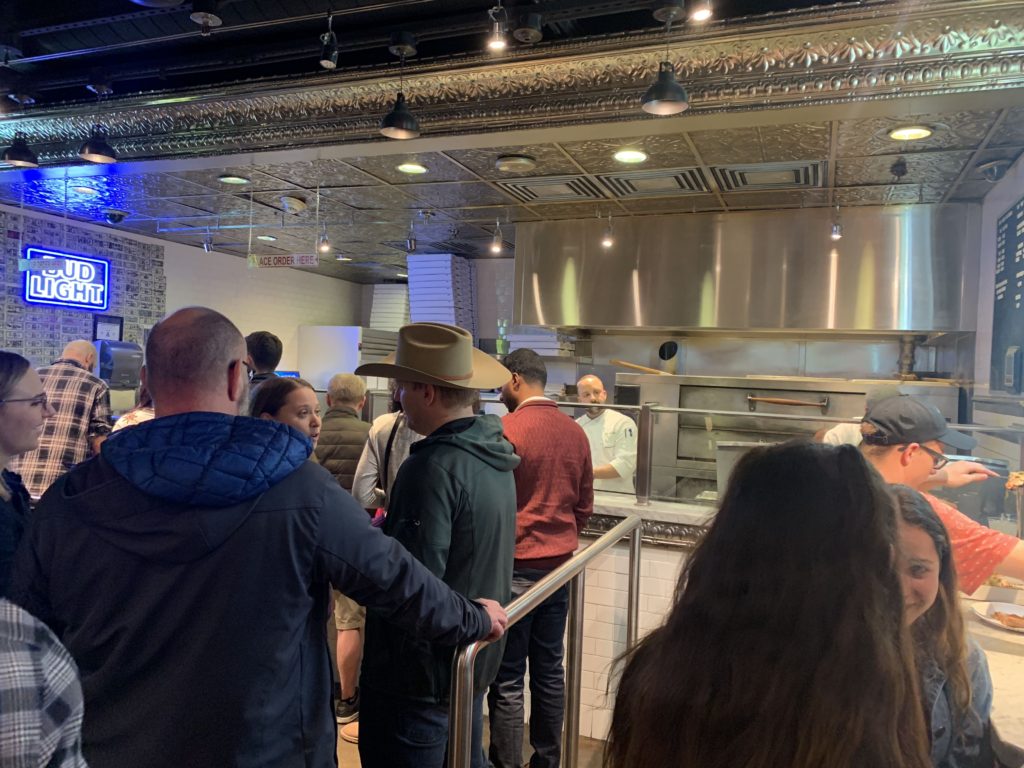 Line of people at Secret Pizza at the Cosmopolitan in Las Vegas