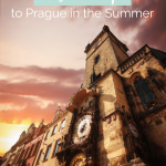 Prague in the summer pin for Pinterest with Astronomic Clock